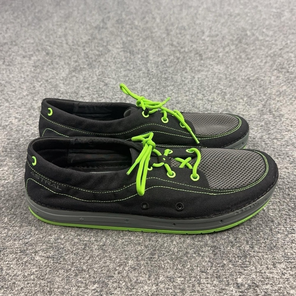 Astral Porter Shoes Mens Size 12.5 Black Green Canvas Boat Sneakers Nonmarking